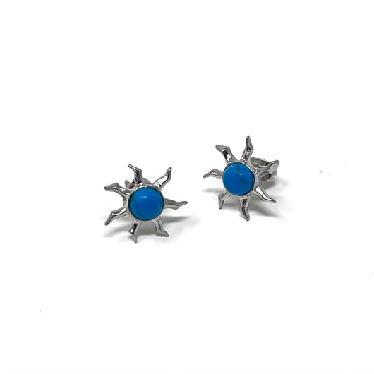 Blue Turquoise Gem Sun Earrings