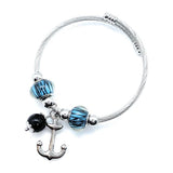 Silver Anchor Charm Bangle Bracelet