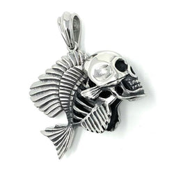 Skeleton Skull Head Fish Pendant