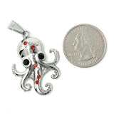 Red CZ Stone Octopus Pendant